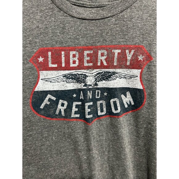Gray Liberty and Freedom Graphic T Shirt Mens Size M Bonoma Cotton Blend - Picture 4 of 8